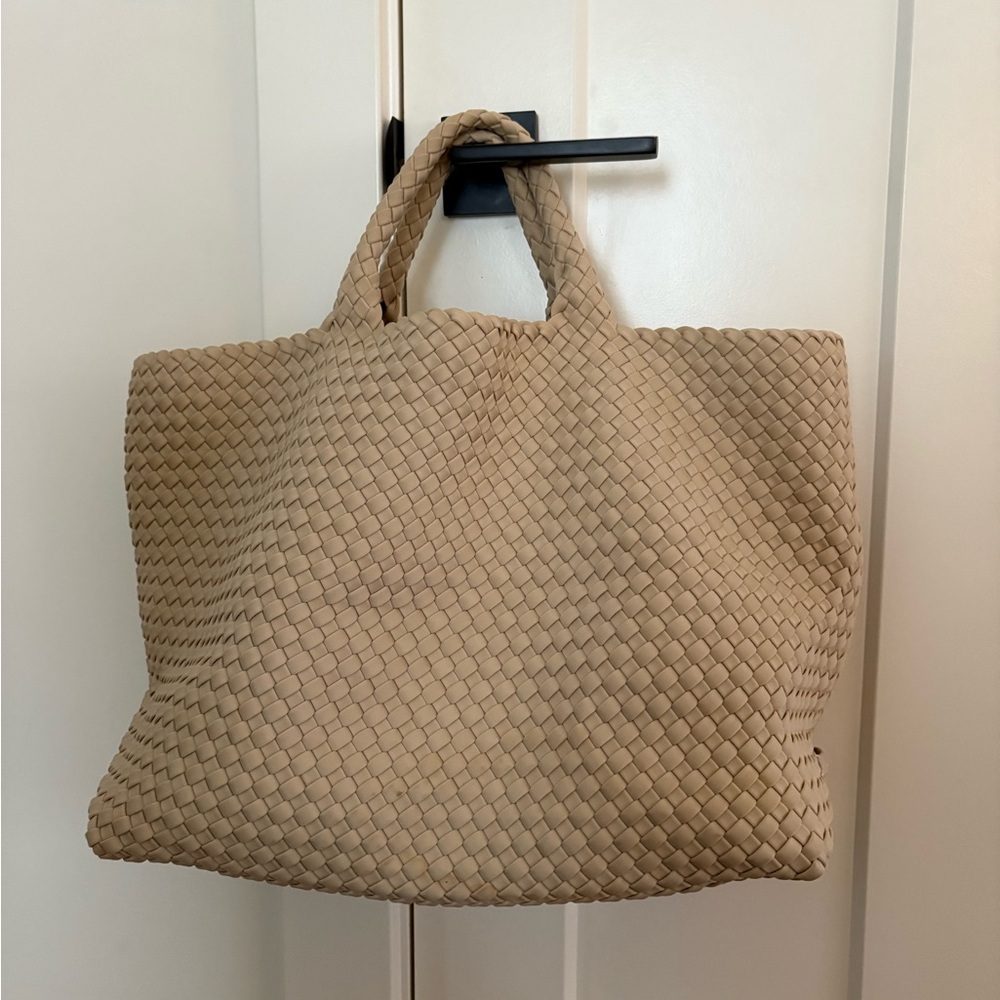 Naghedi Beige Woven Tote Bag